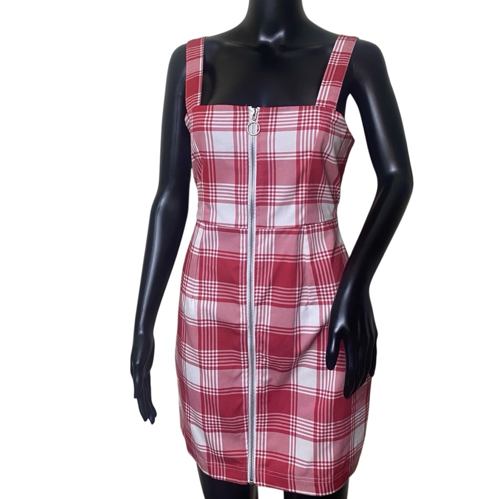 Ever After Red & White Plaid Mini Dress Sz M